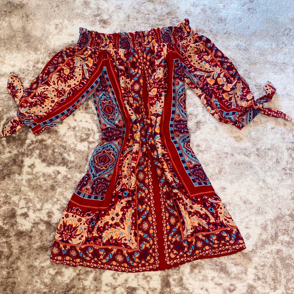 Super Cute Boho Off the Shoulder Dress!